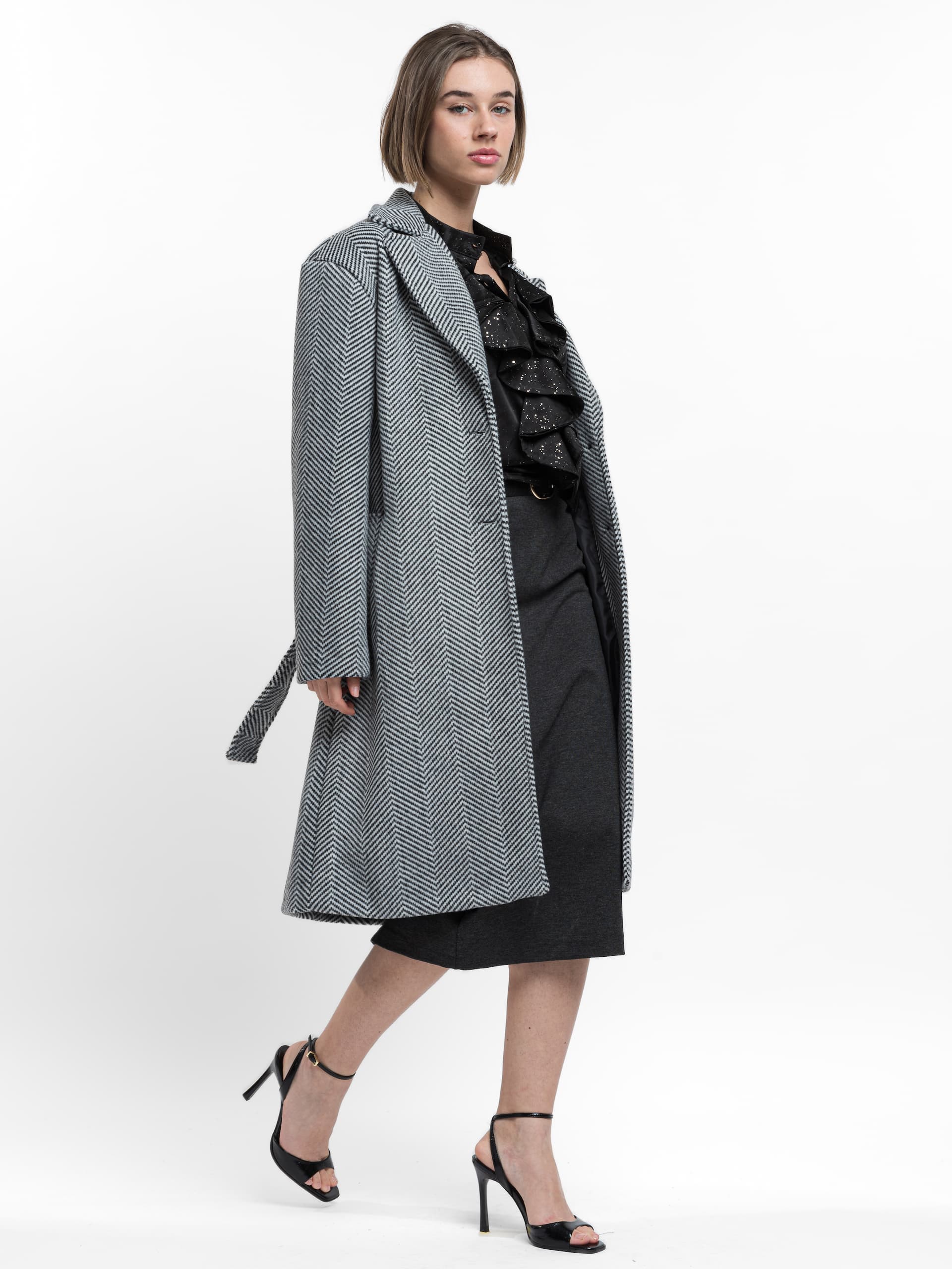 Πολύ απαλό παλτό με σχέδιο ψαροκόκκαλο