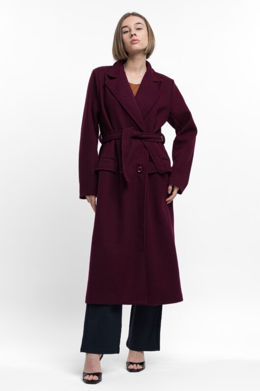 Μακρύ παλτό με ζώνη
