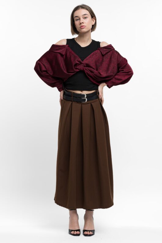 Υφασμάτινη φούστα με λάστιχο στην μέση και δύο ζώνες