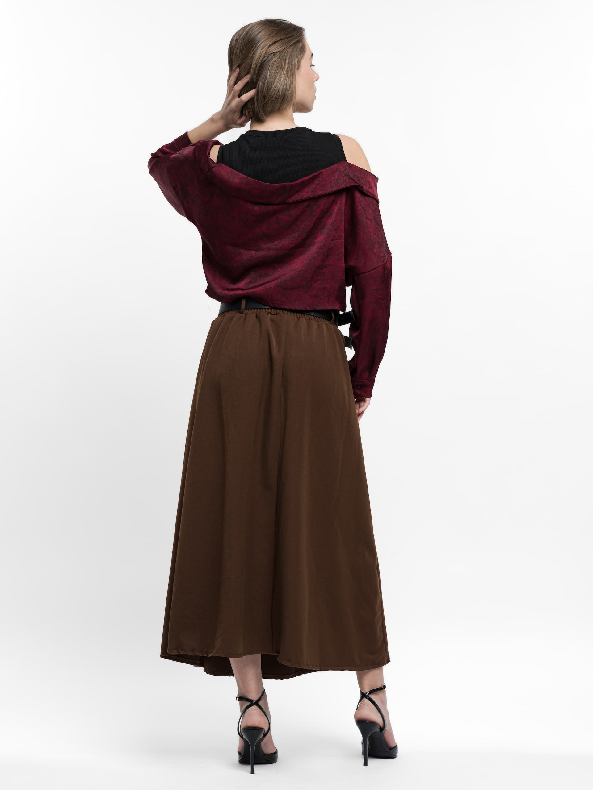 Υφασμάτινη φούστα με λάστιχο στην μέση και δύο ζώνες