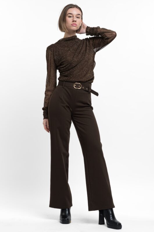 Τοπ πλεγμένο με στρας και σούρα στην μανσέτα