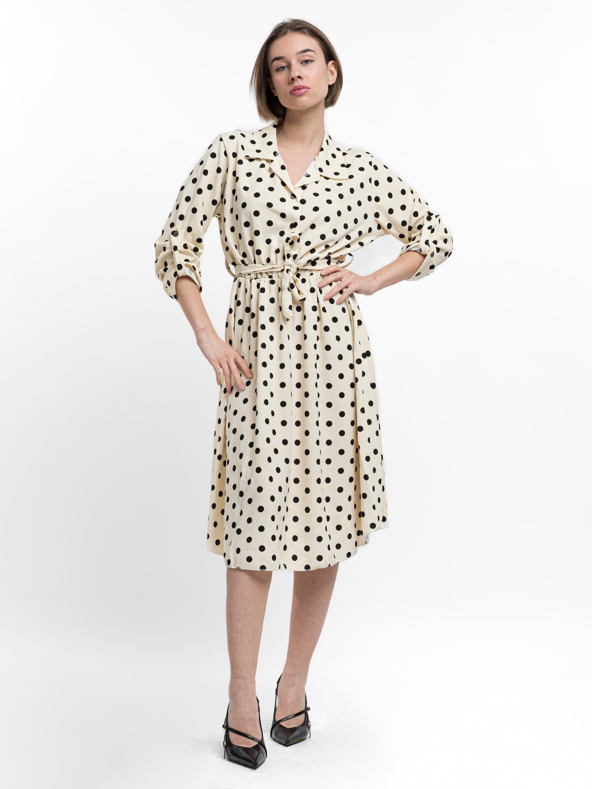 Σεμιζιέ φόρεμα με ζώνη σε ποικιλία τυπωμάτων