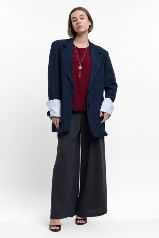 Μακρύ σακάκι pin stripe με μανσέτα