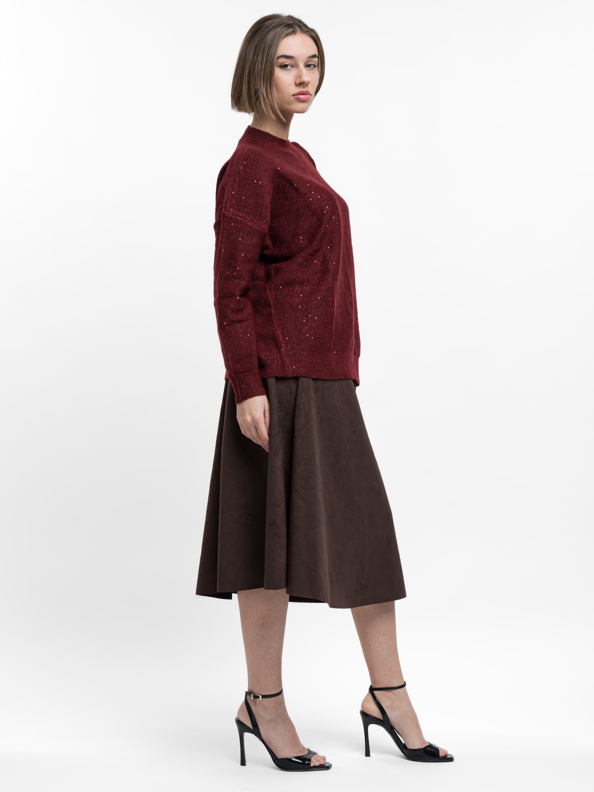 Πλεκτή μπλούζα με παγιέτες στο χρώμα του νήματος