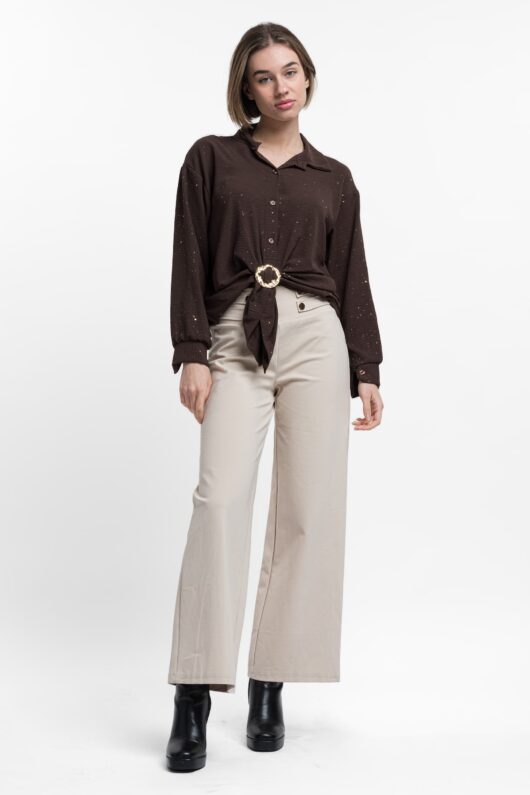 Πουκάμισο με χρυσό σχέδιο και διακοσμητική αγκράφα